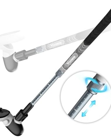 YOGES Adjustable Length VR Golf Club Handle for Meta Quest 3S/Quest 3/Oculus Quest 2, 90 Degree Virtual Reality Baseball Controller Attachment, Simulator Real Golf Game (ONLY for Right Controller)