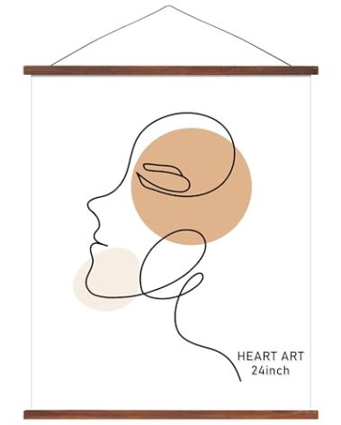 HEART ART Magnetic Poster Hanger Frame,24x36,24x18,24x30 Poster Frame Wood Wooden Magnet Hanging Kit for Walls Map Canvas Artwork (Teak Wood,8”)