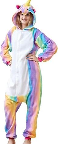 Unicorn Onesie Adult, Unisex Animal Cosplay Pajamas, Christmas and Halloween Costume (Small)