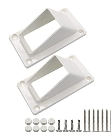 2PCS Qlvily 2" x 3 1/2" Stair Rail Handrail Vinyl Bracket Kit, Vinyl Fence Brackets, Fence Parts, Screws Included