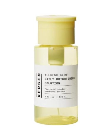 Versed Weekend Glow Daily Brightening AHA Liquid Exfoliant - Exfoliating Treatment with Vitamin C, Azelaic Acid and AHAs - Helps Even Skin Tone and Post Blemish Spots - Vegan (4 fl oz)