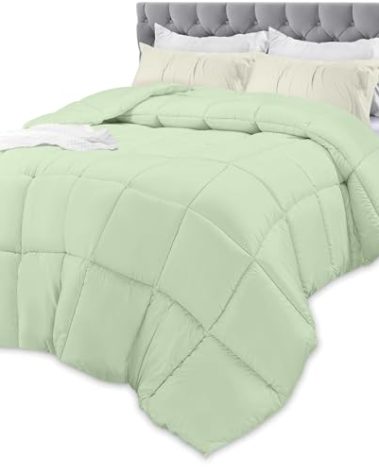 Utopia Bedding Comforters Queen Size, All Season Duvet Insert, Down Alternative Box Stitched Bed Comforter with Corner Tabs, Machine Washable (Sage Green)