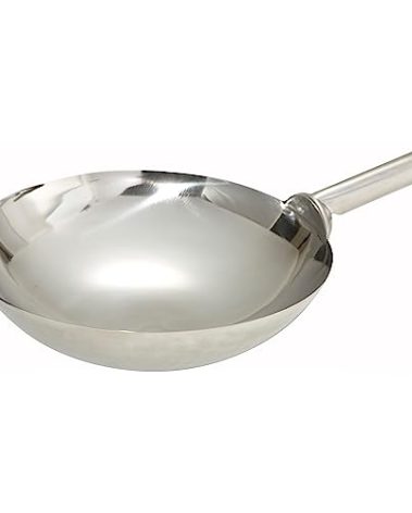 Winco Stainless Steel Wok with Welded Joint Handle, 16-Inch