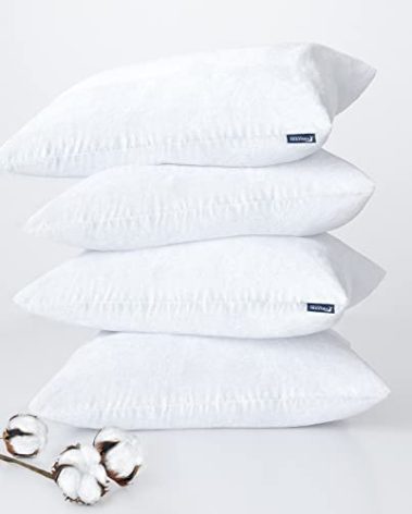 Moonsea Waterproof Zippered Pillow Protector, 4 Pack Standard Size 20 x 26 Inch Pillow Protector, Cotton Terry Pillow Covers Encasement, Pillow Case White