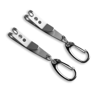 TEC Accessories P-7 Suspension Clip - Multi-Purpose Keychain Pocket Clip Key Ring - Durable Key Holder Pocket Clips Everyday Carry Keychain Accessory (Bead Blasted Stainless Steel, 2-Pack)