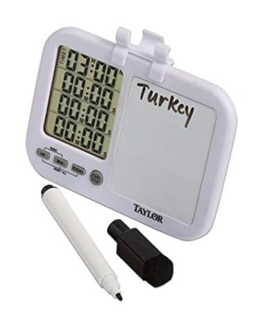 Taylor 5849 Four-Event Digital Timer with Whiteboard for School, Learning, Projects, and Kitchen Tasks, white