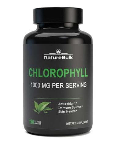 Chlorophyll Capsules 1000mg - 100% Natural Potency Concentration for Women & Men, Gut Health, Skin Support - Natural Energy Booster, 120 Capsules