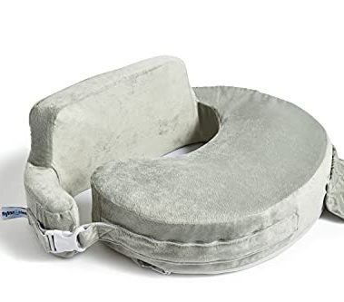 My Brest Friend Super Deluxe Nursing Pillow - Enhanced Comfort & Ergonomic Breastfeeding Pillow for Ultimate Support For Mom & Baby - Adjustable and with Handy Side Pocket, Platinum