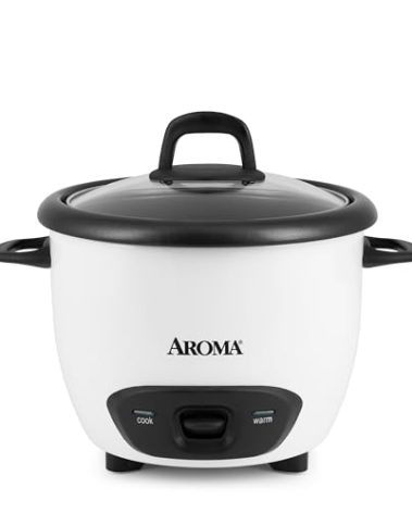 Aroma Housewares 6-Cup (Cooked) (3-Cup UNCOOKED) Pot-Style Rice Cooker (ARC-743G) , White