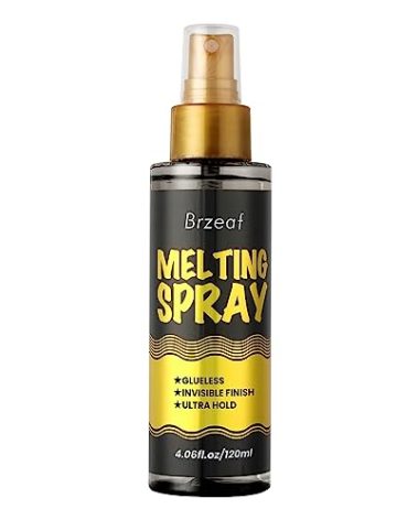 Brzeaf Lace Melting Spray and Holding Spray(120ml), Extreme Hold & Glueless, Melting Spray for Lace Wigs, Strong Natural Finishing Hold, Dries Quickly, Wig Melting Spray & Hair Adhesive for Wigs