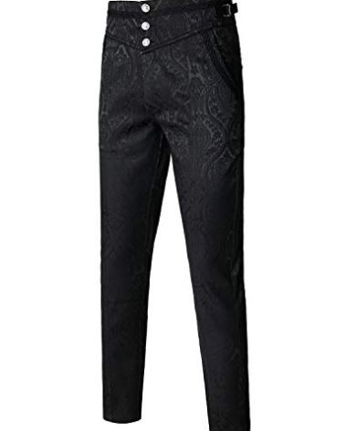VATPAVE Mens Gothic Pants Cosplay Costume Trousers Steampunk Victorian Pants Large LP05 Black