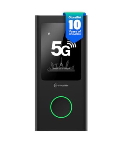 GlocalMe Numen Air 5G Mobile Hotspot, Portable WiFi Hotspot for Travel in 200+ Countries, Ultra High Speed Pocket Hotspot Device with Speed Up to 2.5Gbps, No SIM Card Required, 16 Connected Devices
