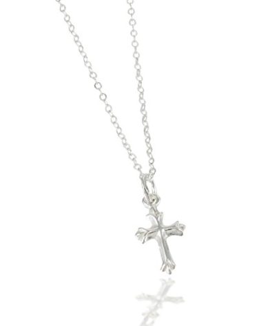 Beloved Child Goods Sterling Silver Petite Cross Chain Necklace for Babies (12") & Girls (14") Makes an Ideal Baby Shower, Baptism or Christening, Birthday That Will be a Treasured Keepsake. (12)