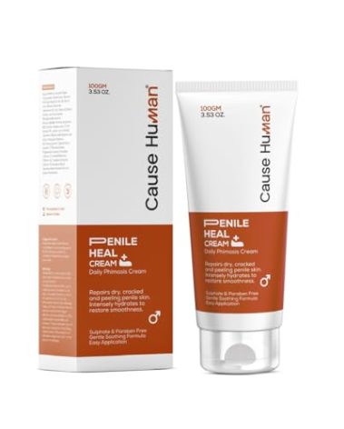 CAUSEHUMAN Penile heal cream for phimosis, redness, dryness, and scarring of skin | Prevents Irritation | Phimosis Cream | Restores and Moisturizes skin | 100 ml (3.38 fl oz) | 60 days supply