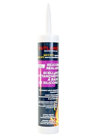 Rutland 500°F RTV High Heat Silicone Sealant Clear, USA-Made High Temperature Gasket Maker Adhesive - UV Stable, Oil Resistant & Non-Corrosive