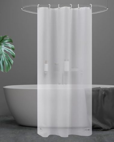UFRIDAY Shower Stall Curtain 36x72 inches,Frosted Small Stall Shower Curtain Liner with 2 Magnets Plastic Waterproof Shower Curtain with Hooks