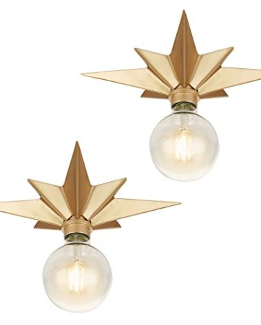 2 Pack Flush Mount Ceiling Light - Star Lights Fixture Hallway Lighting Fixtures Modern Ceiling Lights Brass Flush Mount Light Fixture for Kitchen Bathroom Bedroom Entryway (Bulb not included)