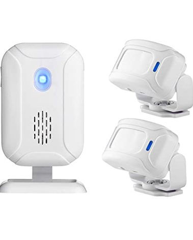 Wireless PIR Motion Sensor Detector Security Alarm Chime,Shop Store Office Home Front Door Entry Welcome Doorbell,Mailbox Alert, Garage Driveway Alarm,with Night Light (1 Receiver and 2 PIR Detectors)