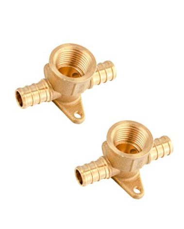 (Pack of 2) EFIELD 1/2" Pex x 1/2" Pex x 1/2" Female NPT Drop-ear Tee Crimp Brass Fittings, ASTM F1807,(PEX1807170-2PCS)