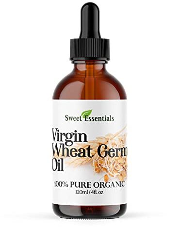 100% Organic Unrefined Wheat Germ Oil | Imported From Italy | 4oz Glass Bottle | 100% Pure - Virgin | Cold-Pressed | Natural Moisturizer for Skin, Hair and Face | Stretch Mark Relief - NON GMO