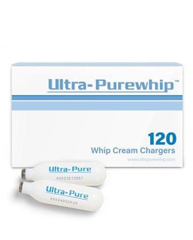 Ultra-PureWhip Whipped Cream Chargers, Cartridges for Desserts & Cocktails, Fits with Any Standard Dispensers, Leak Proof Steel, 120-pack