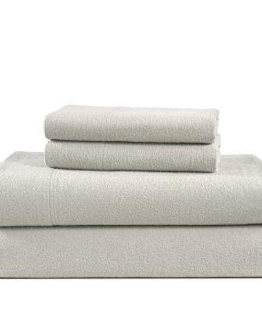 LANE LINEN Cotton Flannel Queen Size Sheets Set - Brushed for Extra Softness - Lightweight Queen Size 100% Cotton Sheets Set - Warm & Cozy Flannel Cotton Bed Sheets Set, 15" Deep Pocket - Mineral