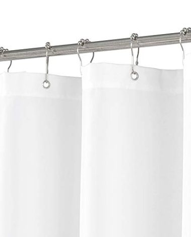 N&Y HOME RV Shower Curtain or Liner 36 x 64 inches with Magnets, Washable Fabric, Water Repellent, White Bathroom Curtains with Grommets, 36x64