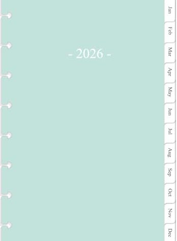 2026 Weekly & Monthly Planner Refill for 8-Discbound Planners, Two Pages Per Week, Junior Size, 5-1/2"x8-1/2"