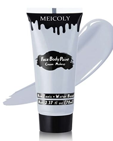 MEICOLY Light Grey Cream Face Body Paint,2.37Oz Large Tube Face Paint Zombie Makeup for Adults and Kids,Professional Face Painting for Halloween SFX Grayscale Homestuck Cosplay Makeup