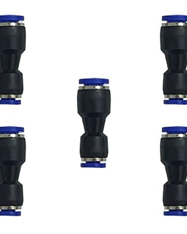 zjxed 1/4" OD x 1/8" OD Pneumatic quick Connector Push to Connect fittings Straight reducer Union/Coupler (Pack of 5)