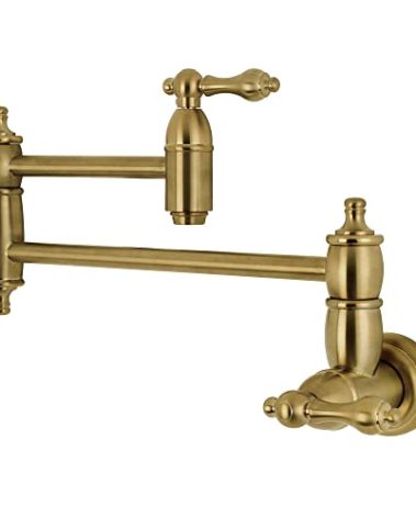Kingston Brass KS3107AL Wall Mount Pot Filler Kitchen Faucet, Brushed Brass 20 x 2.63 x 8