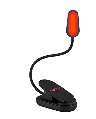 Hooga Red Book Light, Clip On 625nm LED Light for Reading in Bed, No Blue Light, Eye Care, Gift for Students, Kids, Travel, Nursing, Studying