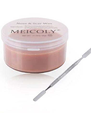MEICOLY Scar Wax Kit with Spatula,SFX Scar Makeup,Fake Nose Skin Modeling Putty Wax for Cosplay/Realistic Scar/Fake Wound Cut,Halloween Special Effects Makeup,Dark(1.67Oz)