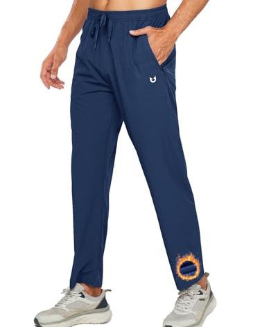 NORTHYARD Men's Fleece Lined Pants Athletic Workout Running Joggers Winter Warm Wind Sweatpants for Active Gym Track Jogging DARKBLUE XL