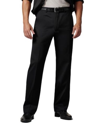 Men's Cozy Hidden Expandable Waist Dress Pants | Premium Stretch Texture Weave Work to Weekend Pant (Black,40W×34L)