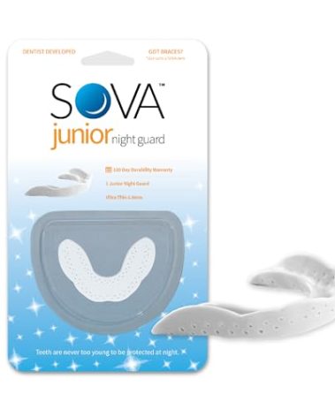 SOVA Junior Night Guard, Snow White - 1.6mm Thin - Custom-Molded Fit - Protects Against Nighttime Teeth Grinding & Clenching - FSA/HSA Eligible - Odor & Taste Free - Remoldable Up to 20 Times