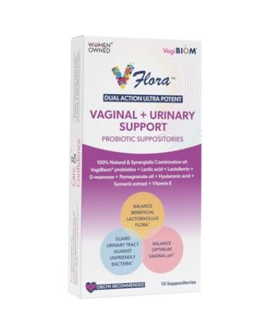 VagiBiom Dual Action Formula. Vaginal and Urinary Support to Balance Intimate Flora. Lactoferrin + Mannose + Lactobacillus crispatus to Flora Nourish Flora for Skin Health. Natural - Vegan
