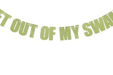 Get out of my Swamp Bunting Banner, Green Glitter Birthday Party Decorations, Funny Housewarming Party Decor