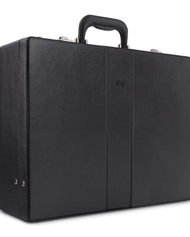 Solo New York Attache - Briefcases for Men & Women, Carrying Case with Combination Lock, Business Brief for Work or Travel, Large Main Compartment, Carry Handle & File Pocket - Grand Central, Black