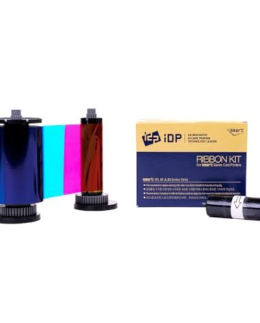 IDP Genuine SMART-31 and SMART-51 Series Card Printer Ribbon - YMCKO Color, Resin Black & Overlay Panel Ribbon w Cleaning Roller, 250 Cards/roll (Not Compatible with IDP Solid Printers)