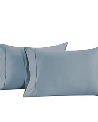 LANE LINEN Pillow Case Covers King Set of 2 100% Egyptian Cotton Sateen Soft Cool & Smooth 1000 Thread Count Cases - French Blue