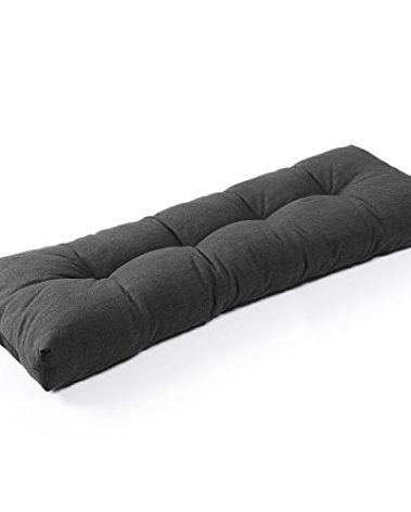 SUNROX LokGrip Non Slip Tufted Memory Foam Bench Cushion, FadeShield Water Resistant Durable Thicken Outdoor/Indoor Bench Seat Pads 54x16x4 inch, Midnight