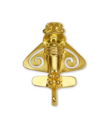 Real Metal Quimbaya Flyer Pin 24K Gold Finish Pre-Colombian Ancient Alien Artifact Lapel, Hat, Jacket or Backpack Pin