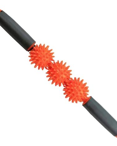 Tiger Tail Pressure Point Muscle Roller Massage Stick, The Spiky Roller, 17" Roller with Three 2.25" Independently Rolling Spiked Balls (Acupressure Roller)