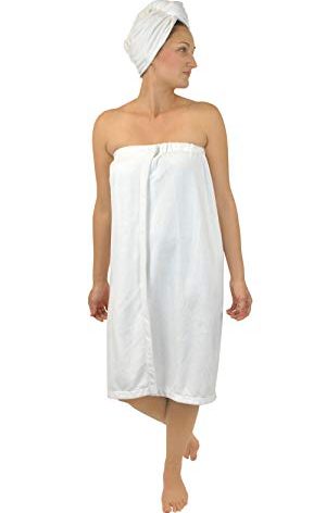 DII Women's Adjustable Microfiber Hair & Shower Wrap Combo, White