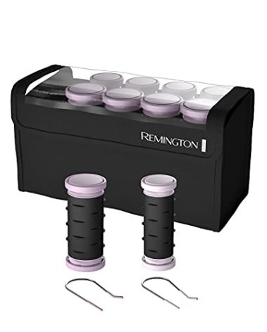 Remington Compact Ceramic Dual Voltage Hot Rollers for Long and Short Hair, Hair Setters, Hair Curlers, 1-1 ¼" Purple/Black, 10 Piece Set