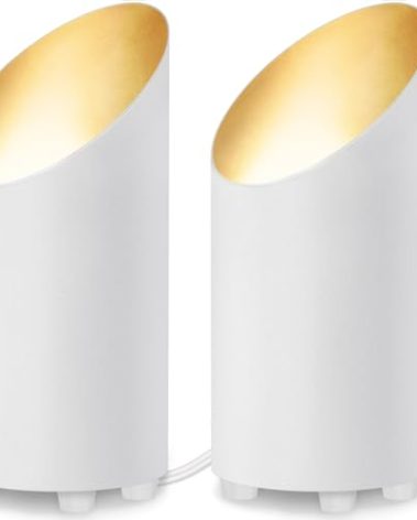 SUNVIE 2 Pack Uplighting Indoor Floor Can Light, 5W Up Lights with 2700K LED GU10 Bulbs, Uplights Floor Spot Lights Indoor for Home Accent Lighting, 5.9 FT Plug Cord & Foot Switch