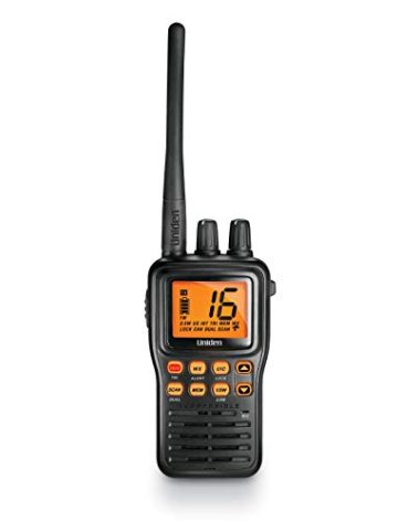 Uniden MHS75 Waterproof Handheld 2-Way VHF Marine radio, Submersible, Selectable 1/2.5/5 Watt Transmit Power. All USA/International and Canadian Marine Channels - Color Black