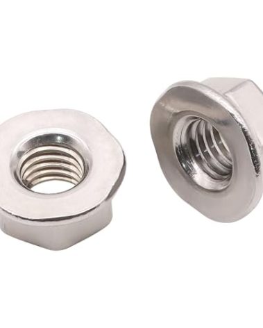 (100 PCS) M5-0.8 Hexagon Flange Nuts with Non-Serrated Flange Washer Head, 304 Stainless Steel, Hex Drive, Full Thread