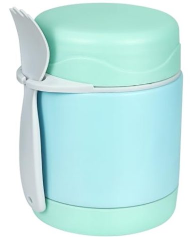 10oz Soup Thermo for Hot Food Kids,Lunch Thermo Kids Food Jar with Spoon Hot Insulated Food Containers,Leak Proof Stainless Steel Wide Mouth Lunch Food Thermo Jar for School(Mint-Green)